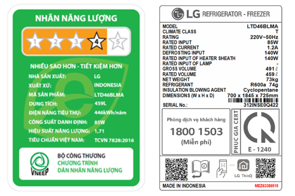 Tủ lạnh LG Inverter 459 lít LTD46BLMA 6