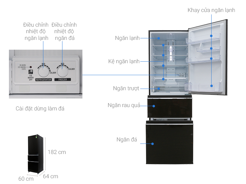 Thông số kỹ thuật Tủ lạnh Mitsubishi Electric Inverter 358 lít MR-CX46EJ-BRW-V