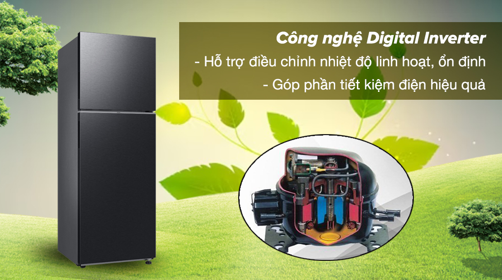 Tủ lạnh Samsung Inverter 305 lít RT31CG5424B1SV - Công nghệ Digital Inverter vận hành êm ái, duy trì nhiệt độ ổn định và tiết kiệm điện hiệu quả