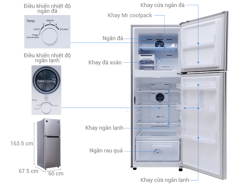 Thông số kỹ thuật Tủ lạnh Samsung Inverter 299 lít RT29K5012S8/SV
