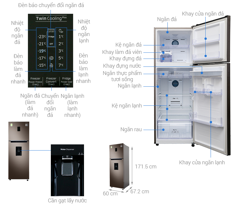 Thông số kỹ thuật Tủ lạnh Samsung Inverter 319 lít RT32K5930DX/SV