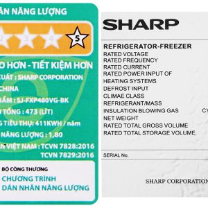Tủ lạnh Sharp Inverter 401 lít SJ-FXP480VG-BK 12