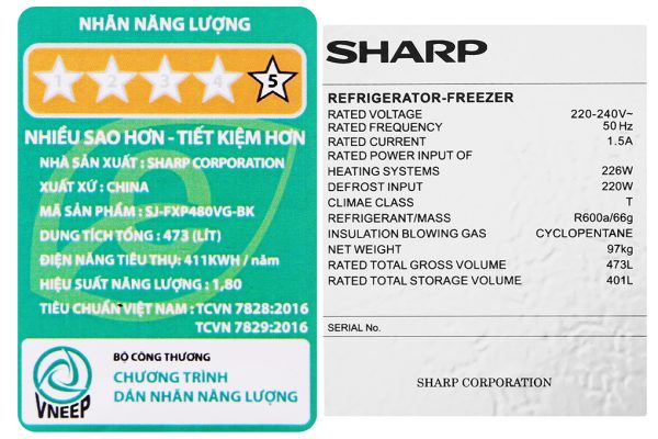 Tủ lạnh Sharp Inverter 401 lít SJ-FXP480VG-BK 12