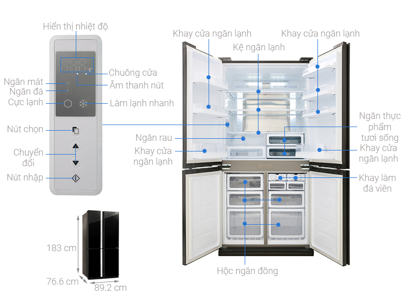 Tủ lạnh Sharp Inverter 605 lít Multi Door SJ-FX688VG-BK