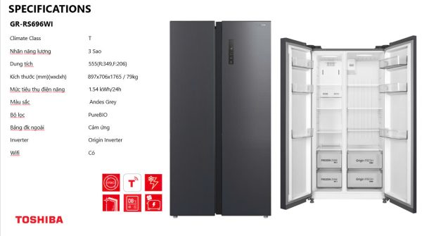 Tủ Lanh Toshiba GR-RS696WI-PMV(06) inverter 1