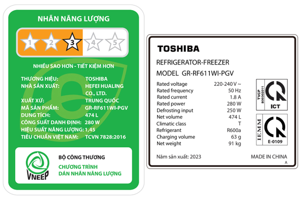 Tủ lạnh Toshiba Inverter 474 lít Multi Door GR-RF611WI-PGV(22)-XK 4