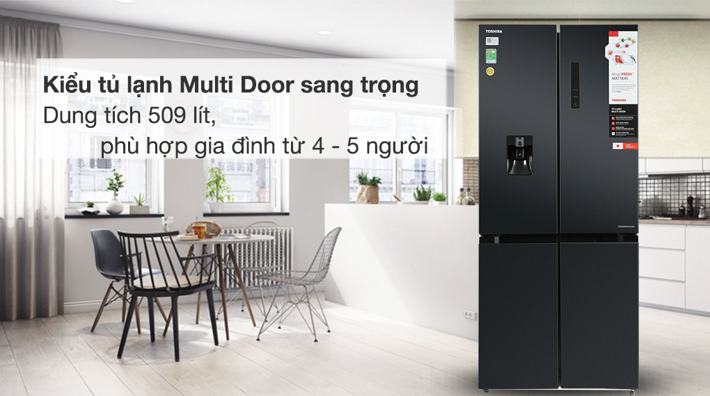 Tủ lạnh Toshiba Inverter 509 lít GR-RF605WI-PMV(06)-MG - Kiểu tủ multi door, dung tích 509 lít phù hợp cho gia đình từ 4 - 5 người