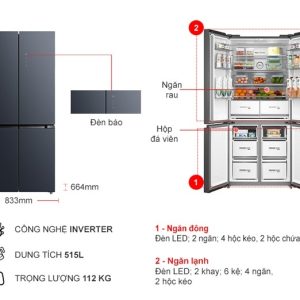 Tủ Lạnh Toshiba Inverter 515 Lít GR-RF670WI-PGV(A9)-BG 2