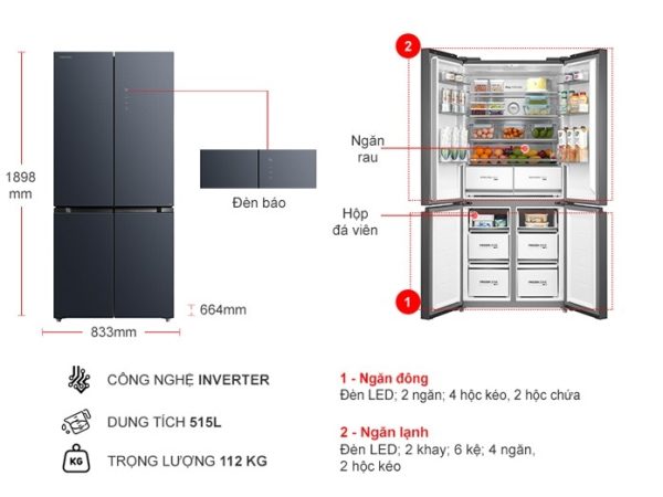 Tủ Lạnh Toshiba Inverter 515 Lít GR-RF670WI-PGV(A9)-BG 2