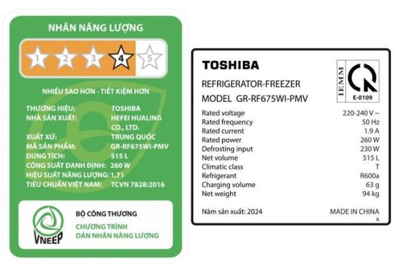 Tủ lạnh Toshiba Inverter 515 lít Multi Door GR-RF675WI-PMV(06)-MG 6