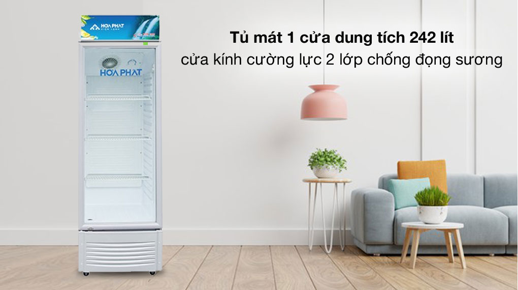 Gọn đẹp - Tủ mát Hòa Phát 242 Lít HSC 600F1R1