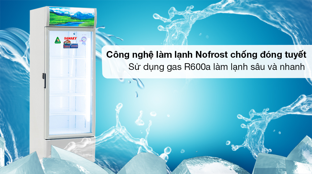 Tủ Mát Sanaky 240 lít VH-2589K - Công nghệ làm lạnh Nofrost chống đóng tuyết, sử dụng gas R600a làm lạnh sâu