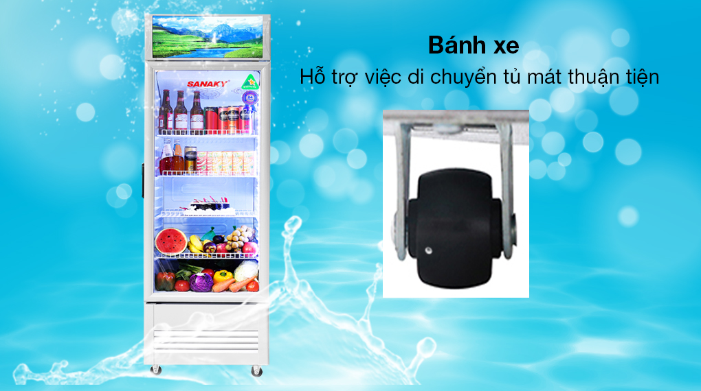 Tủ Mát Sanaky 240 lít VH-2589K - Bánh xe giúp di chuyển dễ dàng