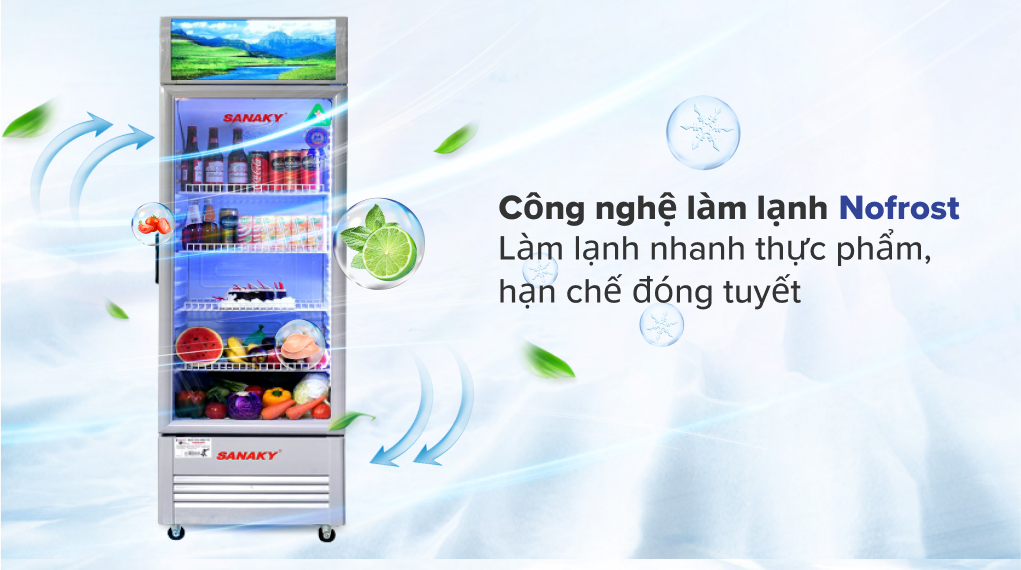 Tủ Mát Sanaky Inverter 350 lít VH-3589K3 - Công nghệ làm lạnh Nofrost chống đóng tuyết