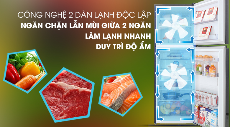 2 dàn lạnh độc lập - Tủ lạnh Beko Inverter 230 lít RDNT251I50VWB
