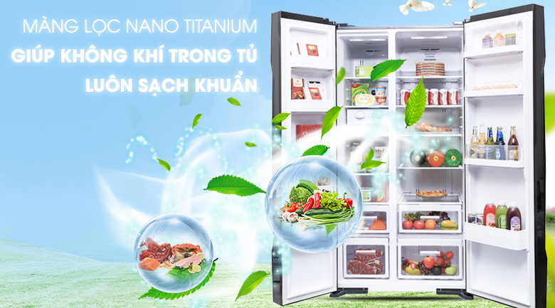 Kháng khuẩn, khử mùi với màng lọc Nano Titanium - Tủ lạnh Hitachi Inverter 605 lít R-S700PGV2 GBK