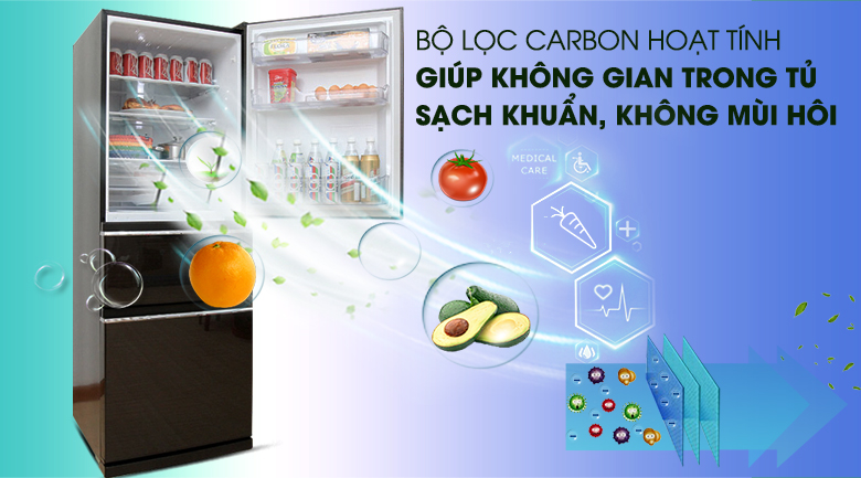 Bộ lọc Carbon hoạt tính - Tủ lạnh Mitsubishi Electric Inverter 326 lít MR-CX41EJ-BRW-V