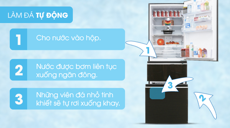 Hệ thống làm đá tự động - Tủ lạnh Mitsubishi Electric Inverter 358 lít MR-CX46EJ-BRW-V