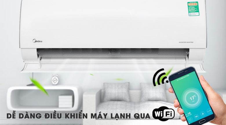 Điều khiển máy lạnh từ xa bằng Smartphone - Máy lạnh 2 chiều Midea Inverter Wifi 1 HP MSMT-10HRFN8